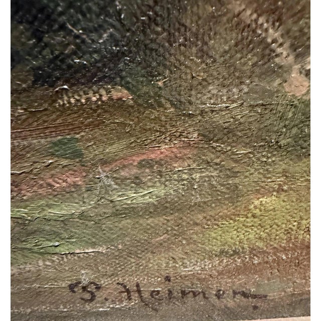 Paul Heimen, Rest in the Woods, Forest Landscape, Farmers, Campfire, Oil Painting on Canvas For Sale - Image 12 of 13