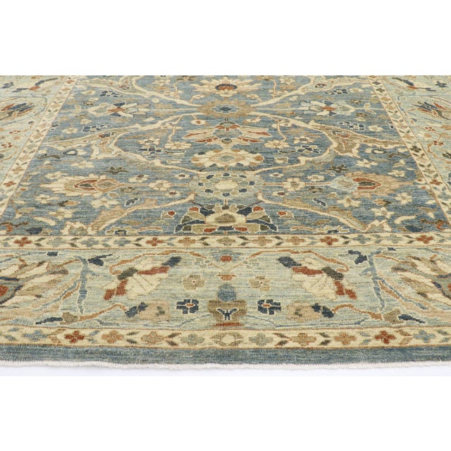 Modern Azure Turkish Sultanabad Rug, 09'03 X 12'03 For Sale - Image 4 of 12