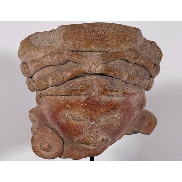 Tribal Pre-Columbian Jamacoaque Terracotta Head Fragment For Sale - Image 3 of 15