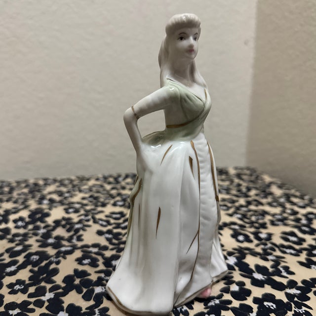 Victorian Victorian Style Figurine of a Woman in a White Dress For Sale - Image 3 of 8