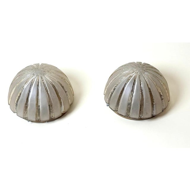 Gold Sea Urchin Frosted Glass Wall Lights with Golden Glow, 1970s, Set of 2 For Sale - Image 8 of 18