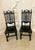 Pair of antique Victorian quality carved ebonised oak side chairs having quality ebonised oak carved backs depicting...