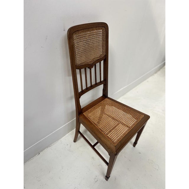 Art Deco bedroom chair Inlaid wood frame Cane seat and back H 88 cm W 42 cm D 38 cm Seat height 36 cm 20th century
