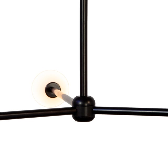Globe Chandelier 3, Black, 32.5in H, 3 Inch Glass Globes, by Research.Lighting, Modern, Minimal Hanging Light For Sale - Image 4 of 8