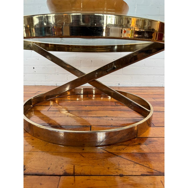 Mid-Century Modern 1970s Round Mid Century Glass & Chrome Zig Zag-Style Coffee Table For Sale - Image 3 of 7