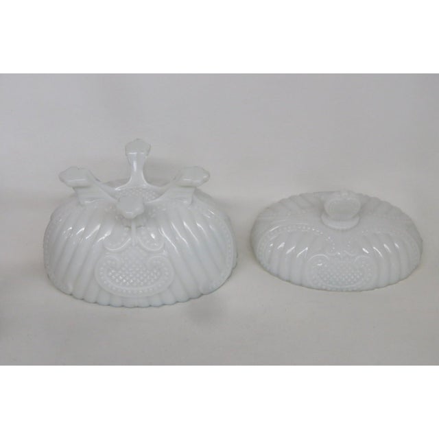 Portieux Vallerysthal White Opaline Milk Glass French Candy Dish With Lid 4733b For Sale - Image 11 of 18