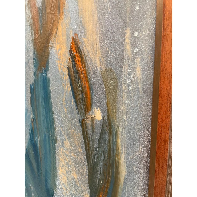 Wood 1960s "Lawmaker" Expressionist Original Portrait Oil Painting of a Man by Myrtle Posner, Framed For Sale - Image 7 of 10