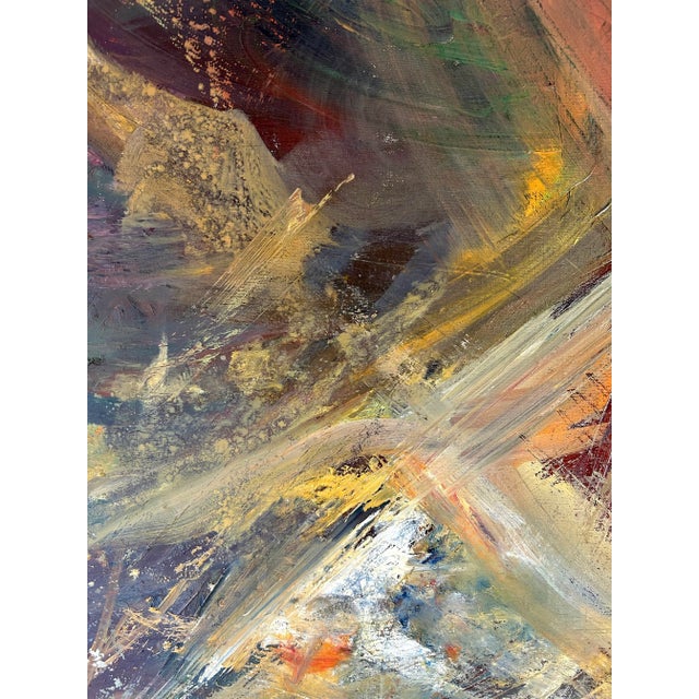 Textile Contemporary Abstract Expressionist Painting Signed Diana '09 For Sale - Image 7 of 12