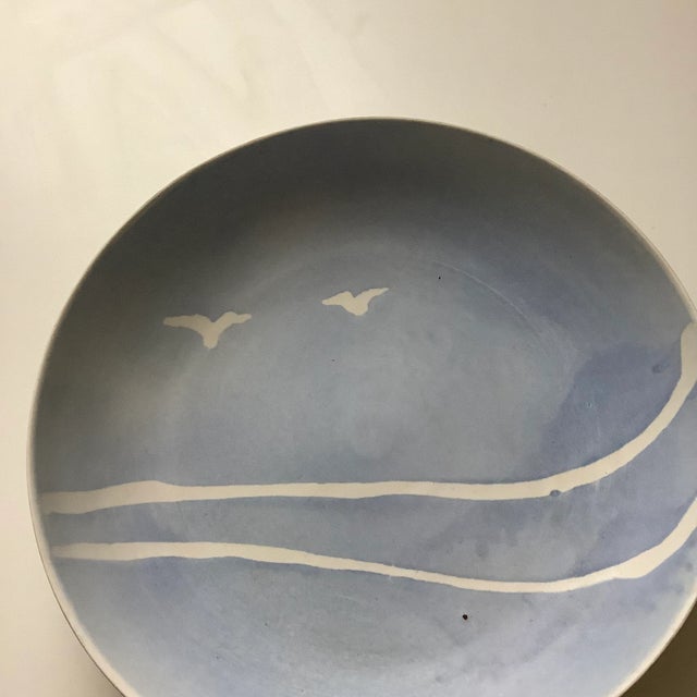Vintage Stoneware Ceramic Pottery Bowl with Flying Seagulls Artist Signed For Sale In Austin - Image 6 of 13