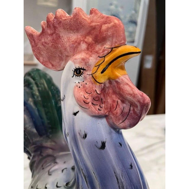 Set of Two Vintage Porcelain Roosters For Sale - Image 4 of 7