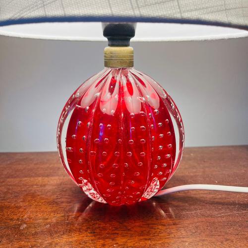 Vintage Cherry Red Murano Glass Table Lamp For Sale - Image 6 of 9