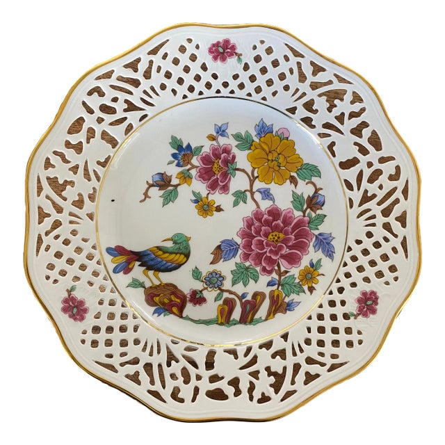 Late 20th Century Schumann Arzberg Bavaria Germany Dresden Style Reticulated Plate For Sale