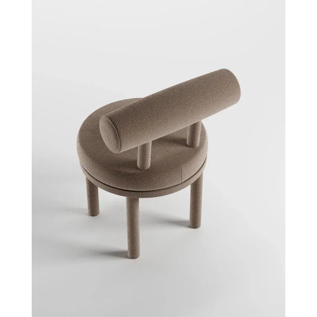 Collector Moca Chair in Boucle Brown Blue by Studio Rig For Sale - Image 4 of 5
