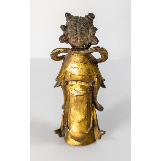 17th Century 17th Century Ming or Qing Dynasty Chinese Gilt Bronze Daoist Attendant Figure For Sale - Image 5 of 14
