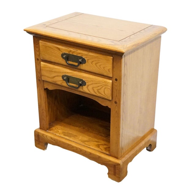 LINK TAYLOR Countryside Collection Solid Oak Early American Rustic 21" Open Cabinet Nightstand 6613 26" High 21.75" Wide...