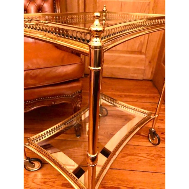 Hollywood Regency Bar Cart in Brass, 1950s For Sale - Image 10 of 15