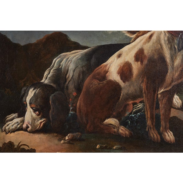 Textile 18th Century Canine Painting, circa 1740 For Sale - Image 7 of 8