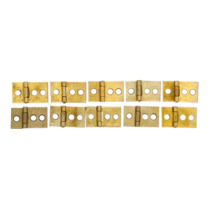 Set of 10 Brass 3 Hole 0.625 X 1 Cabinet Hinges