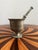 Vintage Brass Mortar and Pestle w/Distinctive Pedestal Base and Grooved Bands. The pestle is 7.2in. long.