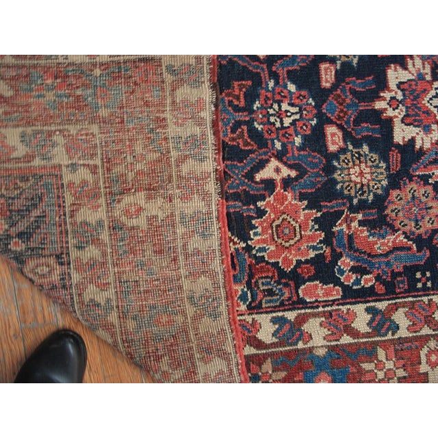 1900s Blue Navy Tribal Herati Antique Persian Bakshaiesh Runner 3' 6" X 14' 6" Handknotted Wool Carpet For Sale In New York - Image 6 of 6