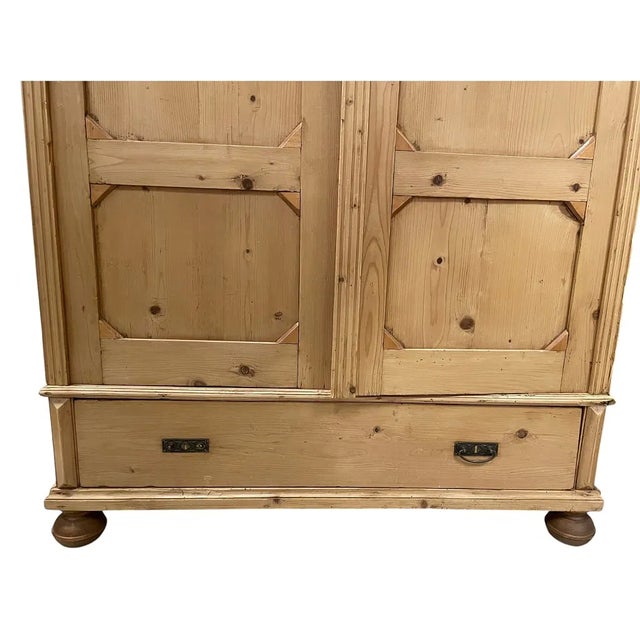 Antique French Pine Two Door Armoire Drawer to Base For Sale - Image 12 of 12