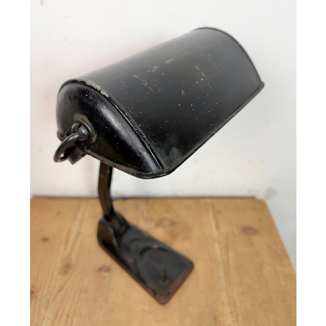 Vintage German Black Bank Lamp, 1930s For Sale - Image 11 of 17