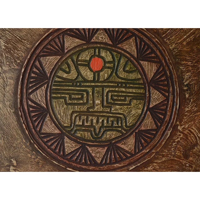 Mid-Century Primitive Faux Wood Carving Wallhanging For Sale - Image 4 of 8