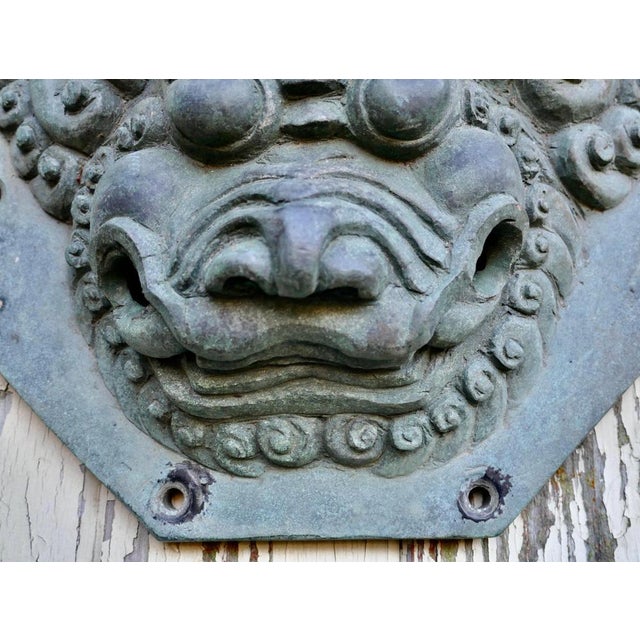 Metal Chinese Foo Dog Foo Lion Door Plates, Set of 2 For Sale - Image 7 of 15