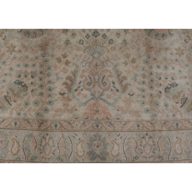 Neutral Vintage Turkish Oushak Rug With Floral Design and Repeated Floral Motifs For Sale - Image 9 of 16