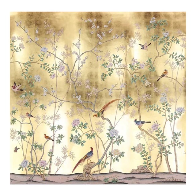 Hand-Painted Chinoiserie Wallpaper For Sale