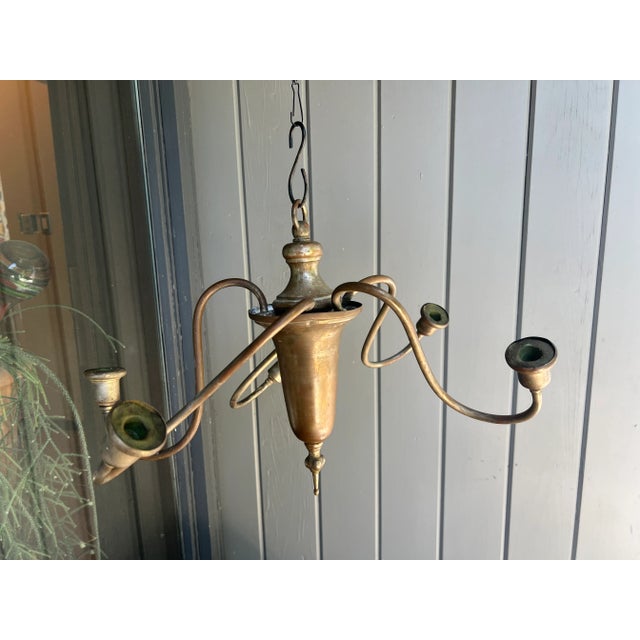Antique Colonial Candle Chandelier For Sale - Image 11 of 12