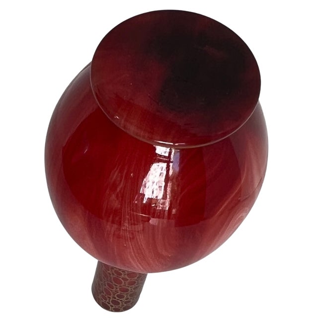 Antique Bohemian Harrach Marmoriertes Karneol Glass Vase, C. 1888" For Sale - Image 11 of 18