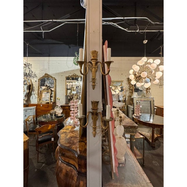 Mid 20th Century Pair of French Empire Gilt Bronze Empire Sconces For Sale In Dallas - Image 6 of 7