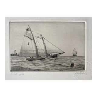 1955 Charles J. A. Wilson Sailing Museum Restrike Etching For Sale