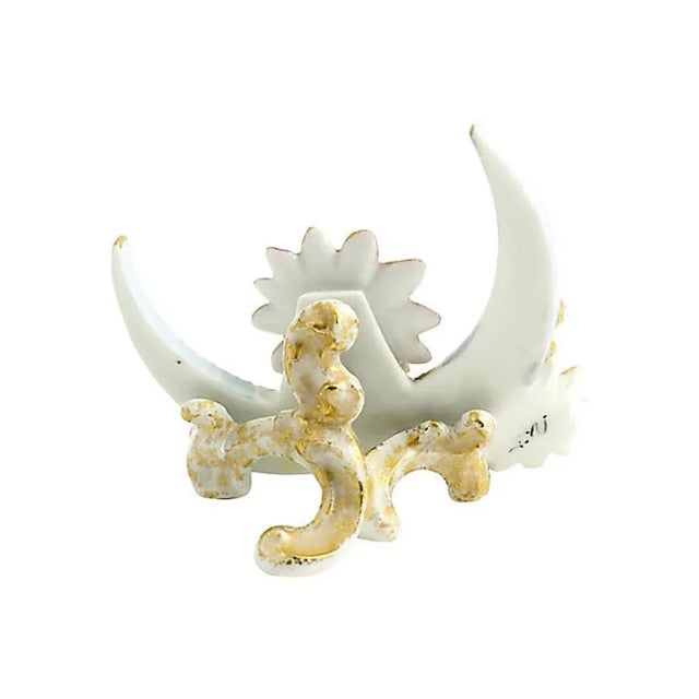 Traditional Floral Flower and Moon Porcelain Menu Holder For Sale - Image 3 of 6