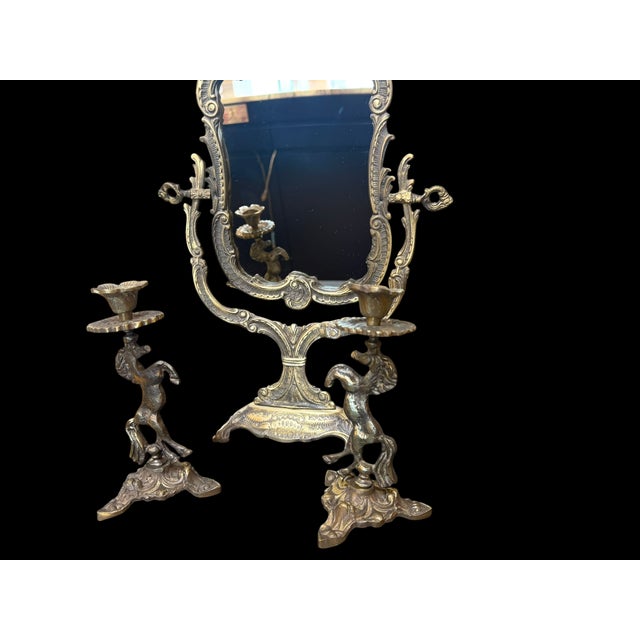 Handmade Brass Horse Mirror Set For Sale - Image 10 of 18