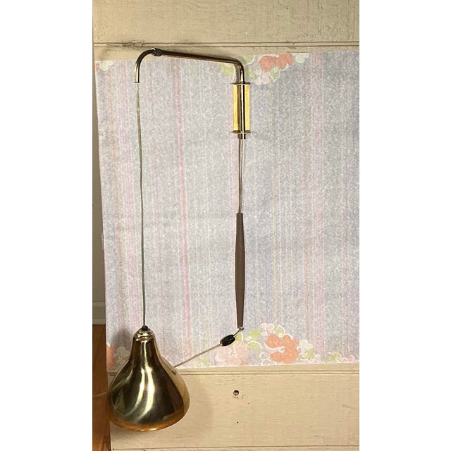 Gunnel Nyman Telescopic Arm Wall Lamp With Brass Metal Shade Attributed to Gunnel Nyman, MCM 1950s For Sale - Image 4 of 12