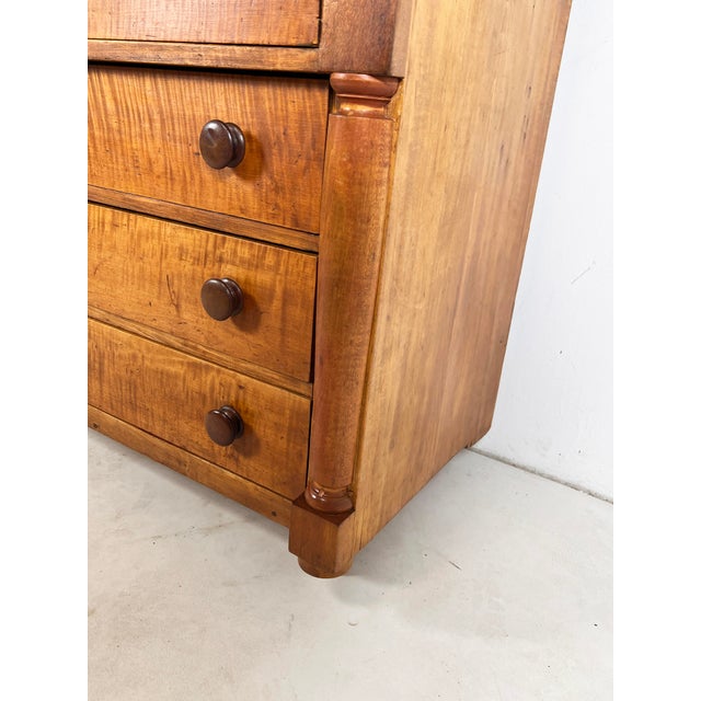Brown C. 1820s Antique Tiger Maple American Empire Chest For Sale - Image 8 of 11