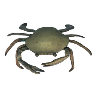 Mid 20th Century Brass Articulate Crab Ashtray Catch All For Sale