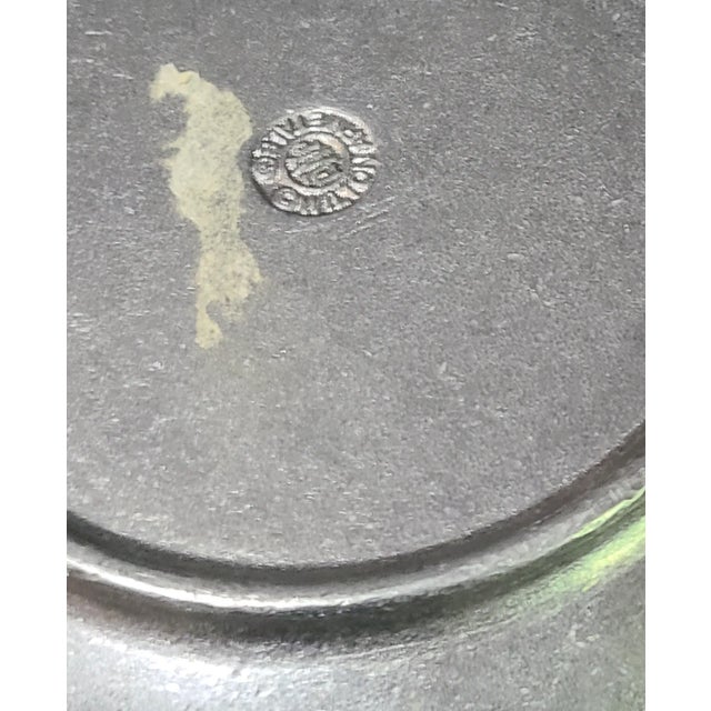 Silver Mid Century Modern Wilton Armetale Geometric Square Pattern Large Pewter Bowl For Sale - Image 8 of 9