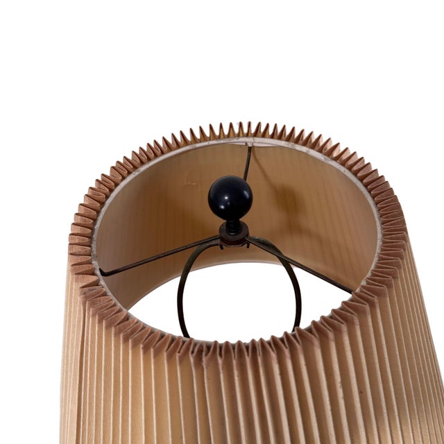 Vintage 1970's Chapman Chinoiserie Relief-Carved Terracotta Lamp W/ Original Shade For Sale - Image 10 of 12