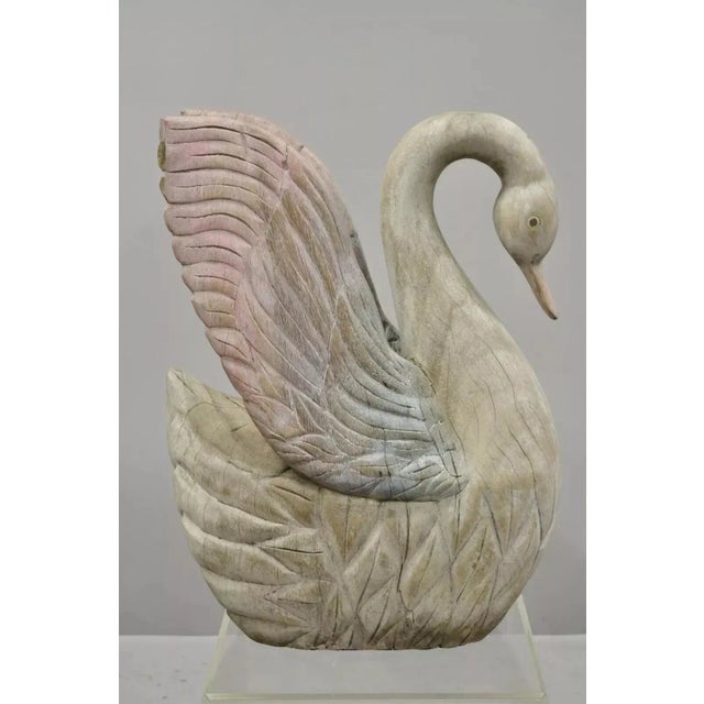 Mid 20th Century Carved Wood Regency Swan Statue Figure Chairish