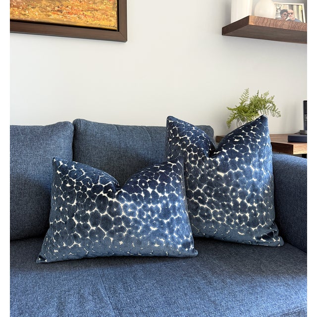 Not Yet Made - Made To Order Navy Leopard 20x20 Velvet Throw Pillow With Feather Down Insert For Sale - Image 5 of 5