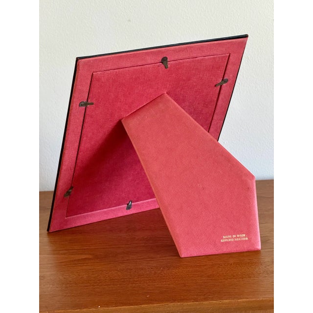 Traditional Mid Century Embossed Spanish Leather Picture Frame For Sale - Image 3 of 14