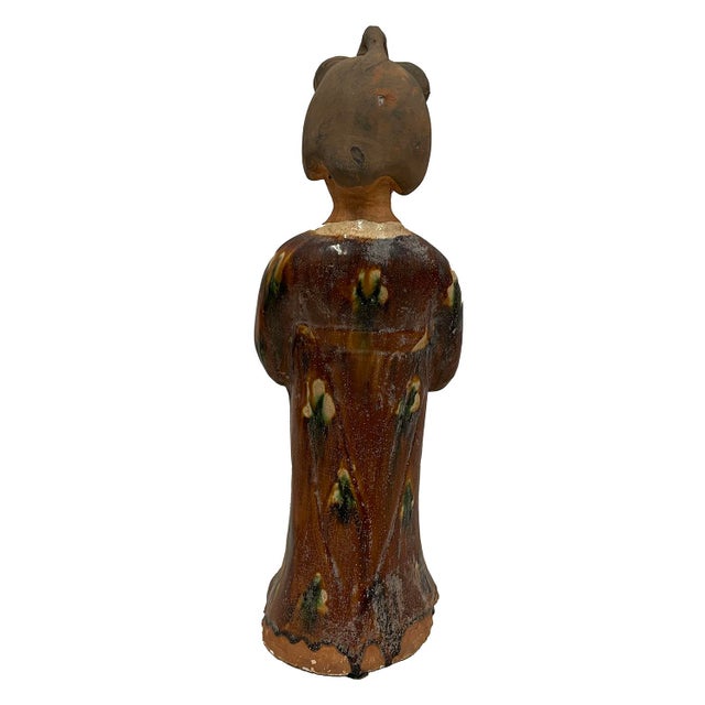 Brown Vintage Chinese Tang Tri-Colored Glazed Tomb Ceramic Statue For Sale - Image 8 of 8