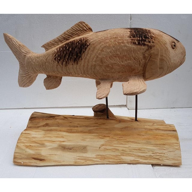 Wooden Sculpture of Koi Carp For Sale - Image 3 of 18
