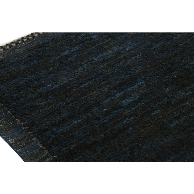 Contemporary Rug & Kilim’s Contemporary Textural Rug in Dark Blue Tones and Striae For Sale - Image 3 of 7