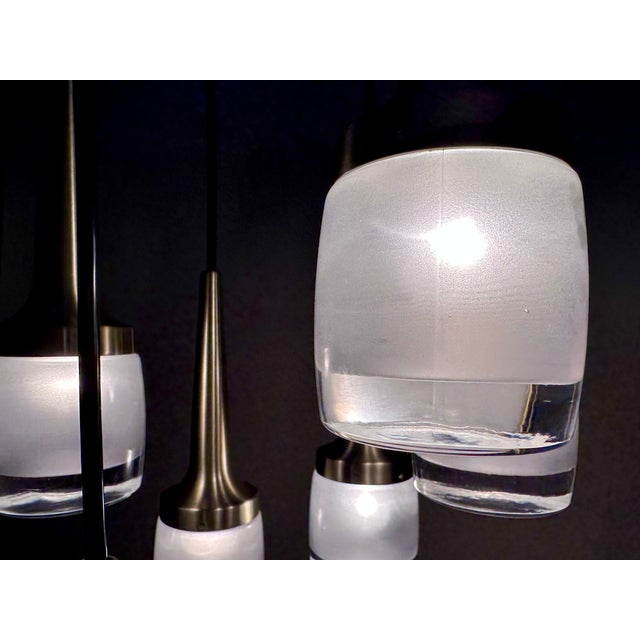 Large Cascade Hanging Lamp with Six Glass and Brass Lights from Staff Leuchten, 1960s For Sale - Image 12 of 18