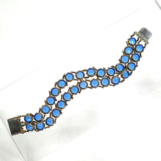 Blue Vintage Austrian Sapphire Crystal Bracelet 1950s For Sale - Image 8 of 9
