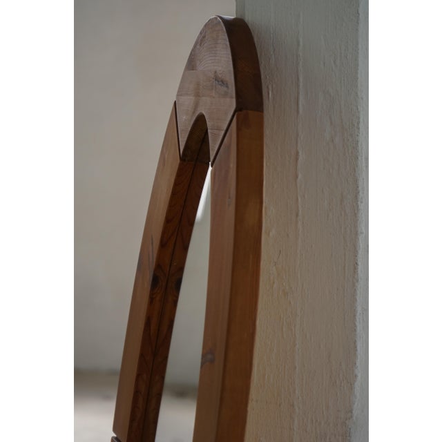 Large Oval Wall Mirror in Pine by Glasmäster Markaryd, Sweden, 1960s For Sale - Image 4 of 17